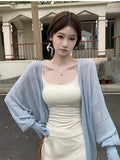 Ice Silk Textured Bat Sleeve Sunscreen Cardigan Jacket Women 2026 Spring And Autumn Thin Shawl With Air Conditioning Hood