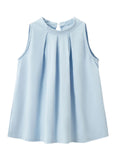 Korean Sleeveless Hanging Neck Shirt Women's Spring New Fashion Collar Design Feel Folded Blue Top Tide