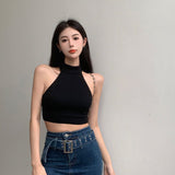 Thai Pure Desire Short 2025 Sweet Hottie Shoulder Hanging Neck Sling Vest Woman Thin Inside Sleeveless Top Wear
