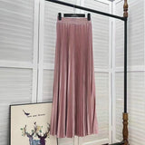2025 New High-Rise 100-Fold Skirt Half-Dress Woman Pendant Tight Waist Thin High-Grade Elegant Solid Color Dress