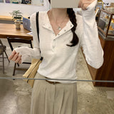 Korean Dark Buckle Design Feels White Inside The Bottom Shirt Women's Autumn And Winter Niche Does Not Hit The Thin Long-Sleeved T-Shirt Top