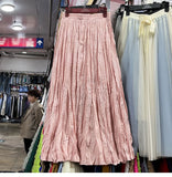 Myoism Folded Half-Dress Woman 2025 Spring And Summer New Big Swing Long Dress Simple Lazy Feeling 100 Folds Skirt