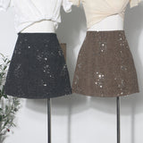2025 Winter Dress Nails Flashing Shiny Half-Dress High Waist Thin A Word Anti-Walking Bag Hip Skirt 8585