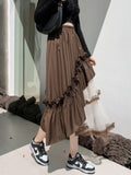 Design Sense Of Irregular Skirt Cake Skirt Long Ponum Skirt Thin 2025 New Personalized Yarn Skirt