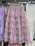 Heavy Industry Nail Pearl Cake Dress Net Yarn Half-Dress Woman 2025 New Super Fairy Long Mid-Rise Ponpong Dress