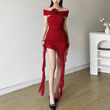 2025 New Pure Desire To Pry People Lotus Leaves Side Splicing Dress Niche Folds Thin Hottie Short Dress Summer
