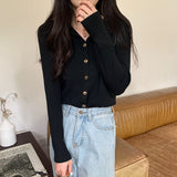 Designing A Small-Sized Collar Long-Sleeved Knitted Shirt Women 2026 Spring And Autumn Pure Color Shirt Bottom Sweater