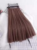 Big Swing Net Dress 2025 Autumn And Winter New Female A Word 20 Pieces Of Splicing Yarn Skirt In The Long Skirt Skirt Umbrella Skirt