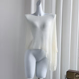 Design Sense Irregular Cloak Shawl Sunscreen Women Spring And Summer Loose Lazy Thin Ice Silk Knitted Shirt Top