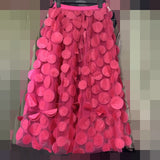 Design Sense Three-Dimensional Wave Point Retro A Skirt 2025 Autumn And Winter New Fashion Thin Mesh Dress Skirt Dress Dress Woman