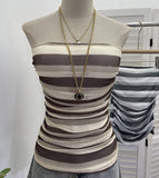 Real Shot Color Striped Mesh Tans Tector-Coat With Chest Pad Anti-Slip Strip Folds Repair Short Sleeveless Top 8185