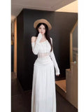 French Pure-Willed Shoulder-Length Lanky Dress Dress Woman 2025 New Autumn And Winter Design Feeling Waist Thin Bag Hip Skirt