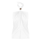Designing A Hottie With A Bare Back-To-Back Waistcoat Woman Summer Sleeveless Outside Wearing A Pure Desire Short Black Top