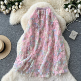 Net Yarn Half Dress Women's Autumn And Winter New High-Rise Thin Three-Dimensional Flower Embroidery Slid A Word Swing Skirt Dress Skirt