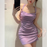 Summer Pocket Ass Temperament Sweet And Spicy Dress Bling Shiny Back Strap Straps To The Skirt Of Women