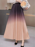 2025 New High-End Women's Dress Gradient Half-Dress Skirt Women's Long Dress High Waist Lengthened Version Of The 100-Folded Skirt
