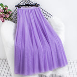 Women's Clothing 2025 Autumn And Winter 2025 New 20 Pieces Spliced Solid Color Mesh Dress Skirt A Word Umbrella Skirt