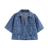 New Short Denim Shirt In The Summer Of 2025 6164070 Double Stamped Denim Skirt 6164068 Sets Of Women