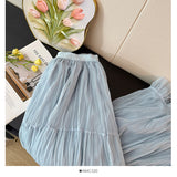 French Texture Fairy Temperament Net Dress Half Dress Autumn 2025 High-Waist A Word Fold Loose Big Skirt