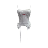 Real Shooting Hottie Sexy Sling Sling Vest Lace Side Splicing Letter Embroidery Short Outer Wearing Sleeveless Small Top 1232