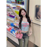 Blue Sling Vest Woman Summer Wear Design Small Feeling Inside The Sleeveless Sexy Sweet Hottie Repair Small Top