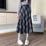 Curry Hair Lattice Half Skirt Women Autumn And Winter 2025 New High-Rise Thin Half Skirt A Word Long Umbrella Skirt