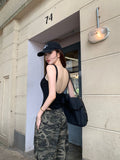 Vintage Babes Conjoined Sling Vest Woman In Summer With Beautiful Back Black Bare Back Coat Wear
