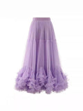 Multi-Layer Cake Dancing Net Dress In The Long Heavy Industry Half-Body Skirt Wood Ear A-Word Swing Ponum Skirt Yarn Skirt