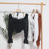Spice Girls Shoulder-Mounted Neck With Long-Sleeved Chindal Wooden Ear-Deared Shirt Short With Chest Cushion Top 8873