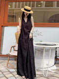 French Tea Winding V-Neck Sleeveless White Dress Women's Summer Loose And Thin Lazy Texture Long Holiday Dress
