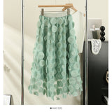 Heavy Industry Three-Dimensional Flower Mesh Yarn A-Word Half-Dress Women Autumn 2025 New Design Sense High-Rise Thin Fairy Skirt