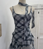 Real Shooting Mesh Lattice Asymmetric Slings Women Summer New Vest Repair Ribbon Hanging Neck Sleeveless Top 8160