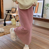 Plus Velvet Lint A Word Half-Body Skirt Women Autumn And Winter Fat MM Tight High Waist Straight Skirt Slim Skirt Solid Color Tide