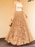 Oceanish Light Lace Half-Dress Girl Gentle Organ Folded Dress A-Character Skirt Hanging Skirt