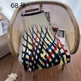 2025 New High-Rise Half-Dress Woman Tight Waist Ink Print Design Sense A-Character Skirt In The Long Folded Skirt