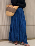 Myoism Folded Half-Dress Woman 2025 Spring And Summer New Big Swing Long Dress Simple Lazy Feeling 100 Folds Skirt