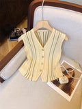High-End Vintage V-Neckless Knitted Cardigan Women's Summer Slim Slimming Vest Simple