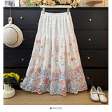 Sweet Little Fresh Flower Embroidery Hollow Skirt Girl Spring 2026 Tight High Waist Thin A Word Big Swing Umbrella Skirt