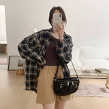 Korean Version Of The Design Of A Small Plaid Shirt Woman 2025 Autumn New Loose Long-Sleeved Top Open-Shirt Jacket