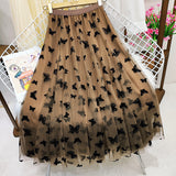 Butterfly Planted Velvet Fairy Net Yarn Half Skirt Dress Dress Women Autumn And Winter Splicing Big Swing 100 Fold Skirts In The Long A-Word Dress