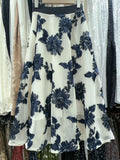 French Heavy Industry Three-Dimensional Rose A Word Skirt Female High Waist Thin Long Elegant Temperament Skirt