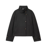 Relaxed Casual Temperament Simple Long Sleeve Buckle Collar Hair This Jacket 6318293