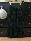 Autumn New Velvet Layer Cake 100 Folded Skirt Women's Fashion High-Rise Thin And Thin A-Shaped Skirt