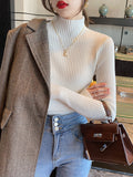 Half-High Sweater Bottoming Shirt Women's Autumn And Winter Thick 2026 New White Top Knitted