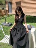 Black Dress Sleeveless Design French Temperament V-Neck Long Dress Hepburne Skirt Women's Summer 2026 New