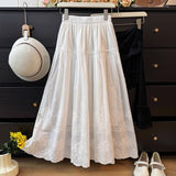 Japan And South Korea Leisure Hollow Flowers Embroidered Half-Dress Girls Spring And Autumn New Age Reduction Of High-Waist Folds Loose Large Umbrella