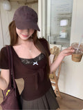 Spice Girl Style With Short-Sleeved Open-Sleeve Shawl Sling Vest Two Sets Of Women's Summer New Fashion Wear Top Tide