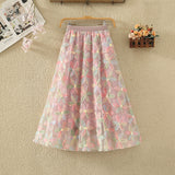 Net Yarn Half Dress Woman New High-Rise Thin Three-Dimensional Flower Embroidery Slid A Word Big Swing Skirt Dress Skirt