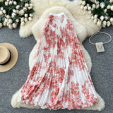 National Feng Shui Ink Painting Print Skirt Women's New High-Waist Long A Word Thin Fishtail Skirt 100-Fold Skirt