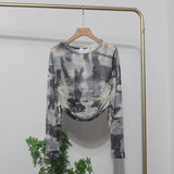 Design With A Thin-Dyed Sexy Mesh Long-Sleeved Sunscreen T-Shirt With A Short Top 8928